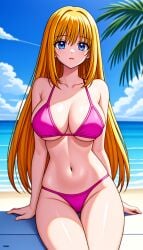 ai_generated akimbo223 beach blonde_hair huge_breasts stable_diffusion