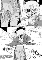 clothed clothed_sex clothing comic comic_page countryhumans english_text eye_patch girly hole long_hair melting melting_clothes monster monster_rape pussy tentacle tentacle_rape tentacle_sex text text_bubble united_kingdom_(countryhumans) white_background