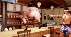 1girls animated bar big_breasts breasts brown_eyes brown_hair cafeteria chair coffee female from_behind huge_ass jar joe_higashi king_of_fighters large_breasts light-skinned_female light_skin long_hair mai_shiranui noriheita shoes table tagme thick_thighs thighs video voluptuous voluptuous_female