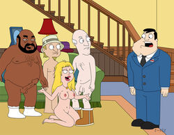 american_dad avery_bullock breasts brian_lewis color dark-skinned_male dark_skin female francine_smith human interracial jeff_fischer male principal_brian_lewis tagme