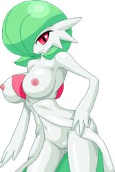 1girls areola between_breasts big_breasts breasts erect_nipples female female_gardevoir female_pokemon gardevoir green_hair hair hair_over_one_eyes navel nintendo pixel_art pokemon pokemon_(species) pokemon_rse pussy red_eyes transparent_background warnerc