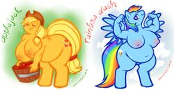 applejack_(mlp) friendship_is_magic my_little_pony onnanoko rainbow_dash_(mlp) smooth_skin