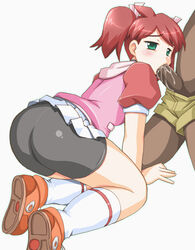 ape_escape ass bike_shorts green_eyes male penis red_hair sayaka short_hair yumi