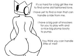 1girls anthro ass back back_boob back_view big_ass big_breasts big_butt breasts butt crown earrings female female_only huge_ass huge_breasts huge_butt kersti large_ass large_breasts line_art looking_back mario_(series) nintendo paper_mario paper_mario:_sticker_star sirserial solo thick thick_thighs thighs wide_hips