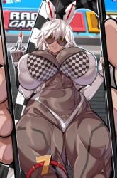 1female 1girl 1girls anus areola ass big_areola big_ass big_breasts big_nipples big_thighs bodysuit breasts bunny_ears butt female female_only gigantic_ass gigantic_breasts gigantic_thighs huge_areola huge_ass huge_breasts huge_nipples huge_thighs long_hair male nipples phone phone_screen pussy racing racing_suit solo solo_female stevechopz tagme thick_thighs thighs virtual_youtuber vtuber white_hair yellow_eyes zentreya