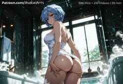 2d_(artwork) 2d_animation ai_generated animated animation anime_style artist_name ass ass_focus ass_grab ass_support asukaiarts ayanami_rei back bare_arms bare_shoulders bath bathroom bathtub blue_hair blush breasts closed_mouth cowboy_shot digital_media fanbox_username faucet female from_behind grabbing_own_ass hands_on_ass huge_ass indoors large_breasts looking_at_viewer looking_back medium_breasts mirror mp4 naked_towel neon_genesis_evangelion patreon_username red_eyes reflection rei_ayanami shampoo_bottle short_hair short_playtime shorter_than_10_seconds smile solo standing steam tagme thick_thighs thighs tile_wall towel uncensored video water web_address wet window