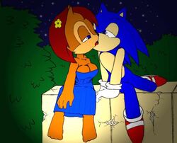 anthro clothes color female fur furry hedgehog interspecies male mammal night nude outdoors sally_acorn sonic_(series) sonic_the_hedgehog tagme telsa