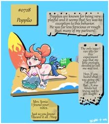 1boys 1girls 1pokemon all_fours beach beach_towel bikini blightstar blush caught english_text female female_penetrated frilly_bikini ginger half-closed_eyes holding_phone hop_(pokemon) human human_female interspecies larger_female light-skinned_female light_skin long_hair looking_at_partner looking_back male male_pokemon/female_human nintendo notes offscreen_character orange_hair part_of_a_set penis_silhouette phone phone_call pinniped plap pokemon pokemon_(species) pokemon_ss pokephilia ponytail popplio researcher reverse_doggy_style seal size_difference smaller_male sonia_(pokemon) surfboard swimsuit tagme