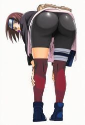 1girls ai_generated ass ass_focus back_view breasts brown_eyes brown_hair cameltoe clothing facepaint female female_only from_behind fully_clothed indoors light-skinned_female light_skin looking_at_viewer looking_back looking_back_at_viewer looking_over_shoulder makeup manga_style naked naruto naruto_(series) naruto_shippuden nipples nohara_rin petite petite_body pinup presenting presenting_ass pussy rear_view round_ass sandals shirt shorts shoulder_length_hair sideboob skirt smaller_female solo solo_focus stockings teenage_girl teenager wide_hips