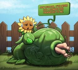 1girls anthro anthrofied ass belly belly_bulge breasts digestion fat female female_pred flora_fauna plant plant_girl plant_humanoid plantie plants_vs._zombies popcap_games pred pussy sunflower_(pvz) vore vore_belly vorelad weirderworkz