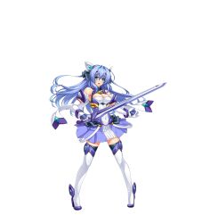 :d aqua_eyes bare_shoulders blue_eyes blue_hair boots breasts chest_jewel cleavage covered_navel dress elbow_gloves exs-tia exs-tia_(exs-tia_3) female floating_hair full_body game_cg gloves hair_between_eyes headgear high_heel_boots high_heels highres holding holding_sword holding_weapon inoino katsuragi_marina kouyoku_senki_exs-tia large_breasts large_variant_set legs_apart long_hair looking_at_viewer non-web_source official_art open_mouth pigeon-toed short_dress skirt smile solo standing sword tachi-e thigh_boots thighhighs transparent_background variant_set weapon white_gloves white_thighhighs zettai_ryouiki