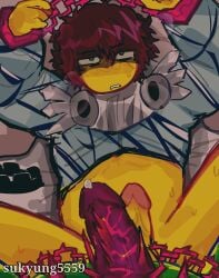 1x1x1x1 1x1x1x1_(forsaken) 2boys 2d 2d_(artwork) 2d_artwork artist_name bottomless_male brown_hair chained_wrists chains digital_drawing_(artwork) digital_media_(artwork) forsaken_(roblox) gay hands_above_head imminent_sex penis penis_size_difference roblox roblox_game robloxian self_upload shedletsky shedletsky_(forsaken) spread_legs sukyung5559 tagme watermark yellow_skin