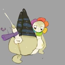 anon anonymous_female big_ass big_breasts black_socks blush bored_expression cum cumshot dandy's_world dandy_(dandy's_world) dandys_world digital_media_(artwork) femboy_milf green_arms green_blush green_legs halodouble hi_res jerking jerkingoff leaf_tail lighting no_fingers no_toes penis purple_skin rainbow_flower roblox roblox_game shading tagme thick_thighs tomboy tomboy_milf white_skin woman_face