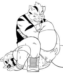 balls boots dof erection_under_clothes feline furry furry_only grapping male male_only mammal multiple_males muscles penis sibakenta singlet submission tiger yaoi