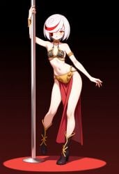 aged_up ai_generated crossover crossover_cosplay female hair_covering_eye pole_dancing sage_(sonic_frontiers) sega slave_leia_(cosplay) solo_female sonic_(series) sonic_frontiers spotlight star_wars stripper white_hair