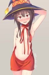 1girls arm_behind_back arm_behind_head armpit armpit_crease armpit_peek armpits bare_armpits bare_arms bare_belly bare_midriff bare_navel bare_shoulders bare_skin belly belly_button breasts brown_background brown_eyebrows brown_hair brown_hair_female collarbone digital digital_art digital_drawing digital_drawing_(artwork) digital_media digital_media_(artwork) elbows exposed_armpits exposed_arms exposed_belly exposed_midriff exposed_navel exposed_shoulders exposed_skin eyebrows_visible_through_hair female female_focus female_only flat_breasts flat_chest flat_chested hair_between_eyes hairless_armpits hand_behind_back hand_behind_head high_resolution highres kanden_sky kono_subarashii_sekai_ni_shukufuku_wo! lean_figure linea_alba lips long_hair looking_at_viewer megumin midriff narrow_waist navel nervous nervous_expression nervous_face nervous_female nervous_smile open_mouth open_mouth_smile parted_lips petite petite_body petite_breasts petite_female petite_girl petite_tits posing posing_for_the_viewer posing_naked posing_nude red_eyes red_eyes_female scarlet_eyes shaved_armpits shoulders shy shy_expression shy_smile simple_background skinny skinny_female skinny_girl skinny_waist slender_body slender_waist slim_waist small_breasts smile smiley_face smiling smiling_at_viewer smooth_chest solo standing stomach teen_girl teenage_girl teenager tongue upper_body witch_hat young_female young_woman