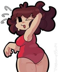 1girls ass backboob booty fnf friday_night_funkin girlfriend_(fnf) girlfriend_(friday_night_funkin) leithenol sweat sweaty sweaty_body tagme winking winking_at_viewer