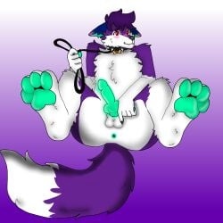 2025 absurd_res animal_genitalia animal_penis anonymous_artist anthro anus ass balls big_butt bite biting_lip biting_own_lip blue_ears blush canid canine canine_genitalia canine_penis cheek_tuft collar colored digital_drawing_(artwork) digital_media_(artwork) digitigrade ear_blush ears_down erection facial_tuft fluffy fluffy_chest fluffy_tail fox fur genitals gesture glowing glowing_genitalia glowing_penis gradient_background grey_nose hair hand_gesture hi_res holding_leash holding_object hole_(anatomy) knot knotted_penis leash leash_pull leashed_collar leashed_male legs_up looking_at_viewer male mammal nails name_tag nude pawpads paws penis pivoted_ears pointing pointing_at_anus presenting presenting_hindquarters purple_and_white_body purple_body purple_fur purple_hair red_eyes self_bite shaded simple_background solo spiked_collar spikes tail teal_anus teal_ears teal_pawpads teal_penis teeth thick_thighs tuft white_body white_fur