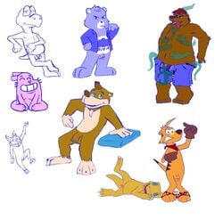 8boys agumon banjo-kazooie banjo_(banjo-kazooie) care_bear cartoon_network crossover digimon ghostotter grumpy_bear koopa koopa_troopa male male_only mario_(series) nintendo richard_watterson tagme the_amazing_world_of_gumball ty_the_tasmanian_tiger ty_the_tasmanian_tiger_(series) white_background