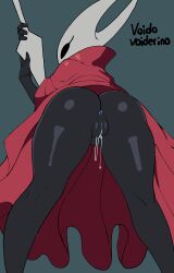 2025 2_horns absurd_res anthro anus arthropod artist_name ass bent_over biped black_body black_eyes blue_anus blue_background bodily_fluids cloak clothed clothed_anthro clothed_female clothing digital_media_(artwork) dripping eyelashes female female_anthro fingers genital_fluids genitals glistening glistening_body glistening_butt glistening_genitalia glistening_vulva hi_res holding_melee_weapon holding_object holding_sword holding_weapon hollow_knight horn hornet_(hollow_knight) humanoid_genitalia humanoid_vulva melee_weapon non-mammal_vulva plump_labia rear_view red_cloak red_clothing simple_background solo sword team_cherry text vaginal_fluid_drip vaginal_fluids voider_(artist) vulva weapon y_anus