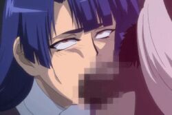 ahe_gao animated blue_hair censored cum cum_in_mouth cum_swallowing ejaculation facial fellatio fucked_silly looping_animation lowres monster oral penis swallowing swallowing_bulge taimanin_(series) taimanin_murasaki torogao yatsu_murasaki
