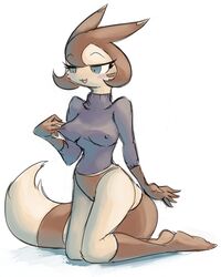 anthro clothes color curly_q female female_only fur furret furry keijimatsu kneeling pokemon solo tagme