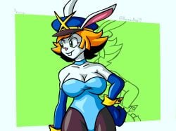 aiko_(dekaduck) aiko_rosewood anthro big_breasts big_hands breasts bunny bunnygirl bunnygirl_outfit dekaduck female furry future gloves green_eyes huge_hands intergalactic lagomorph leotard playboy_bunny police police_officer police_uniform policewoman rabbit space vinnydonas19