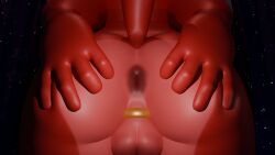 3d_(artwork) accessory anthro anus ass backsack balls butt_focus canid canine cock_ring digital_media_(artwork) five_nights_at_freddy's fox foxy_(fnaf) fur genitals hand_on_butt hi_res jewelry male mammal penis_accessory penis_jewelry presenting presenting_anus red_body red_fur scottgames sesame_bun solo spread_butt spreading standing tail