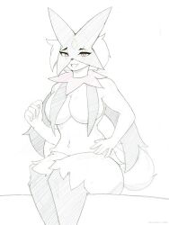 1girls 2022 anthro female female_only furry furry_female furry_only masquernya meowscarada pokemon pokemon_(species) remilust sketch tagme