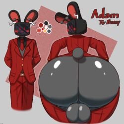absurd_res adam_(silvythetvbunny) ass backsack ball ballsack big_ass blush bunny femboy gigantic_ass hi_res huge_ass presenting_hindquarters suit tagme tv_head woebeeme