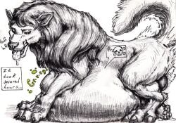 absurd_res anxiousboar balls belly belly_humping big_belly breath death digestion fatal_vore feral genitals graphite_(artwork) hi_res humping hybrid male panting rumbling_stomach solo solo_focus traditional_media_(artwork) vore