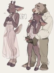 2024 anthro antlers balls bear beard blush brown_body brown_fur bryn_(daikor) closed_eyes clothed clothing cloven_hooves crossdressing daikor deer duo erection facial_hair fur genitals handjob hi_res hooves horn humanoid_genitalia humanoid_penis kas_(daikor) male male/male male_anthro mammal nightgown nonbinary_(lore) overweight overweight_anthro overweight_male partially_clothed partially_clothed_anthro partially_clothed_male penile penis pink_penis reach_around sex standing tan_body tan_fur translucent translucent_clothing