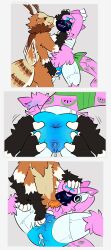 2026 absurd_res anthro anus arms_above_head arthropod asphyxiation black_body black_fur blue_body blush blush_lines brown_body brown_fur chest_tuft choking comic digital_drawing_(artwork) digital_media_(artwork) duo english_description fellatio fellatio_while_penetrated female finger_fuck fingering food fruit fur hi_res humanoid_hands insects leaking_anus leaking_vagina lepidopteran looking_pleasured machine male male/female mazmaven melon moth one_page_comic oral penile plant protogen purple_body purple_fur sequence sex shark_tail spread_anus spread_legs spreading tuft vaginal_penetration watermelon watermelon_slice white_body wings