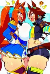 ai_generated angry breast_press daiwa_scarlet_(umamusume) doomed_yuri fighting kortai novelai shouting tagme toxic_yuri umamusume vodka_(umamusume) yuri