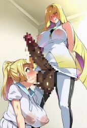 1futa 1girls 2girls ai_generated balls balls_bite big_breasts blonde_female blonde_hair blush censored_balls censored_pussy censored_vagina clothing cruise_ship cum exited_face exposed_pussy futanari headpat incest inside licking licking_balls licking_penis lillie_(pokemon) locked_pussy long_hair looking_at_pussy lusamine_(pokemon) lustful_gaze mother_and_daughter mouth_on_balls multiple_girls nipples no_bra no_panties penis_juice penis_on_face pokemon pokemon_sm ponytail saliva see-through_clothing see-through_shirt semen sitting_on_floor standing tongue tongue_out