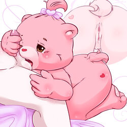 anthro bear care_bear care_bears censored cub furry hugs licking licking_balls maverick oral oral_sex pink_fur tagme young