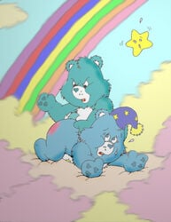 anthro bedtime_bear blue_fur care_bear clouds grumpy_bear male_only nelson88 rainbow spanking star_buddy teal_fur