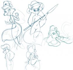 anthro bear disney female female_only fox fur furry mammal monochrome multiple_females myra_foxworthy nipples opus0987 rebecca_cunningham rough_sketch tagme talespin