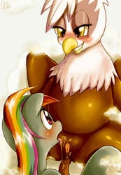 avian c-v-m equine female friendship_is_magic gilda gilda_(mlp) gryphon horse my_little_pony pegasus pony rainbow_dash_(mlp) smooth_skin yuri