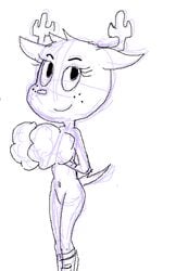 1girls cartoon_network cervine covering deer female female_only monochrome navel nudity penny_fitzgerald penny_fitzgerald_(before_canon_real_form) pom_poms solo tagme the_amazing_world_of_gumball wip