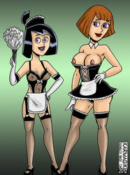 2girls areola breasts busty cleavage danny_phantom erect_nipples feather_duster female female_only french_maid garter_belt goth high_heels human karmagik madeline_fenton maid maid_outfit maid_uniform milf multiple_females multiple_girls nipples sam_manson see-through stockings tagme thighhighs voluptuous