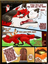 angry audition canine chapter_2 claws comic cum dragon english_text fox fur horn krevaan_(cometfox) long_tail male mammal nolow page_29 runa216 scalie size_difference spike_(shade1) text the_vore_house_of_klyneth tongue yaoi