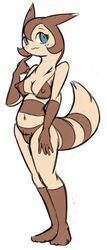 anthro clothes color curly_q female female_only fur furret furry keijimatsu pokemon solo standing