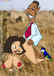 bent_over big_breasts breasts cartoonworkxxx dark-skinned_male dark_skin disney female husband husband_and_wife male nipples oscar_proud redbone the_proud_family trudy_proud wife