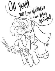 2boys chacomics friendship_is_magic furry gay incest limestone_pie lobozamora male monochrome my_little_pony penis pinkie_pie_(mlp) rule_63 sex sisters straight_hair testicles text veins veiny_penis