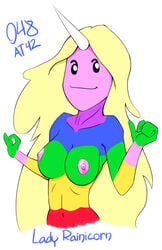 adventure_time anthrofied breasts character_name horn lady_rainicorn long_hair nomdepenn pink_nipples simple_background smile white_background