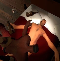 2boys age_difference arms_spread beer_can black_hair blowjob bottles chest_hair closed_eyes cmnm cock_gobble cock_hungry cum_hungry cute dark-skinned_male demoman drunk drunk_sex fellatio garry's_mod giving_head going_down_on hat_removed holding_object love lovers loving loving_couple male male/male male_focus male_only no_visible_genitalia nude older_dom_younger_sub older_man_and_younger_boy on_bed oral_sex passed_out penis_in_mouth sarcasmosaur scars sleep_molestation sniper sniper_(team_fortress_2) spilled_alcohol sucking_off tagme team_fortress_2 topless watch_cap wholesome