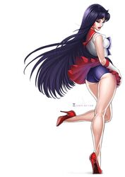 back_view bishoujo_senshi_sailor_moon bloomers buruma clothing female female_only high_heels human panties rei_hino sailor_mars skirt small_breasts solo solo_female sonia_matas upskirt