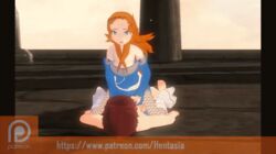 3d ahe_gao animated hair_over_one_eye hentasia kunoichi long_hair mei_terumi naruto naruto_shippuden ninja orange_hair