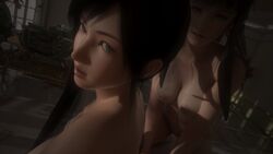 3d bedroom dark_room dead_or_alive dead_or_alive_5_last_round hitomi_(doa) hitomiluv3r kokoro_(doa) multiple_girls nipples nude nyotengu yuri